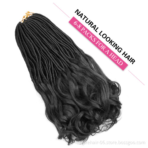 KINKY Faux Locs straight Curls Ends SoftCrochet Hair Synthetic hair extension22inch Pre-Twisted Curly Goddess Locs Crochet Hair